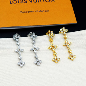 Louis Vuitton LV koronka puste wkładki cyrkon kwiatowy wzór kolczyki-3534