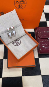 Hermès metalu H litery białe skórzane kolczyki-3714