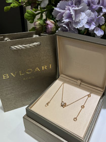 Bulgari różowe złoto pełny diament wiosna talia naszyjnik-3716