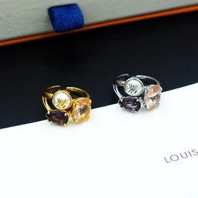 Louis Vuitton LV metalowy kwiat pazur diamentowy pierścień-3807