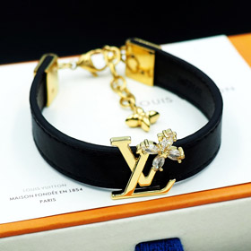 Louis Vuitton LV skóra list diament bransoletka łańcucha metalu-3809