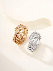 Bulgari pełny diament 3 koła węża pierścień-3825