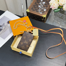 Louis Vuitton LV brązowy stary kwiat płótno łańcuch torba na klucz zamek moneta-4049  
